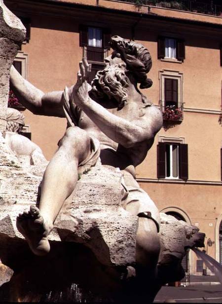 The Fountain of the Four Rivers, detail of figure representing the river Danube van Gianlorenzo Bernini