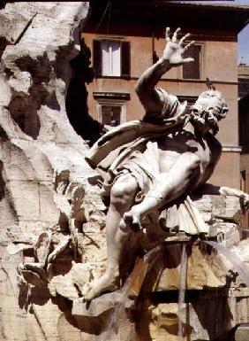 The Fountain of the Four Rivers, detail of figure representing the river Plate