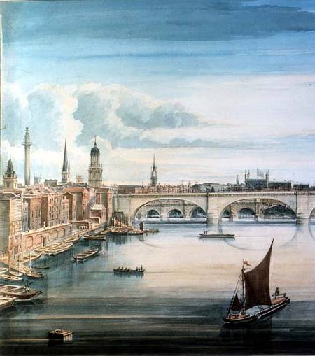 West view of New London Bridge and Old London Bridge van Gideon Yates