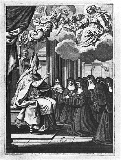 St. Francois de Salles (1567-1622) Giving the Rule of the Visitation to St. Jeanne de Chantal (1572- van Gilles Rousselet
