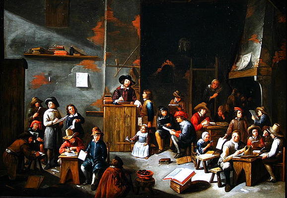 The Interior of a School Room (oil on canvas) van Gillis van Tilborgh