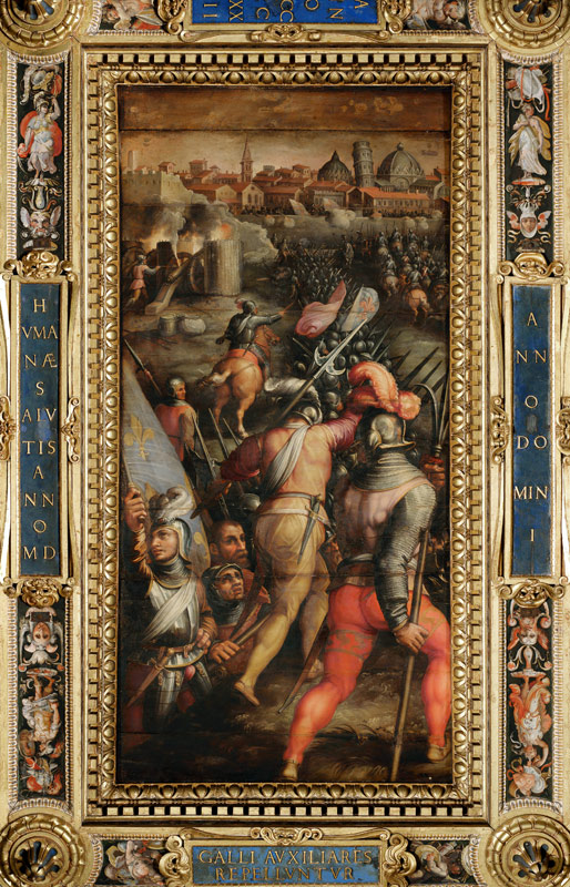 The Battle of Barbagianni from the ceiling of the Salone dei Cinquecento van Giorgio Vasari