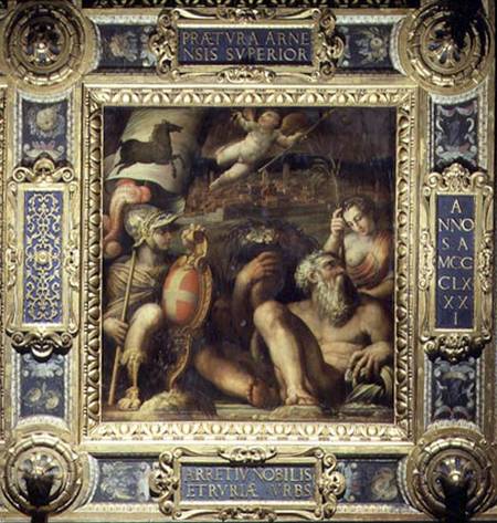 Allegory of the town of Arezzo, from the ceiling of the Salone dei Cinquecento van Giorgio Vasari