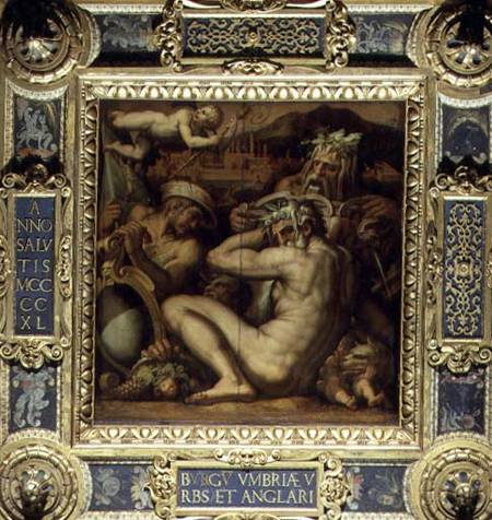 Allegory of the towns of Sansepolcro and Anghiari from the ceiling of the Salone dei Cinquecento van Giorgio Vasari