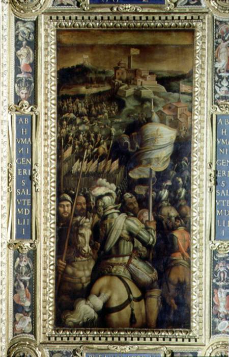 The Capture of the Fortress of Monastero from the ceiling of the Salone dei Cinquecento van Giorgio Vasari