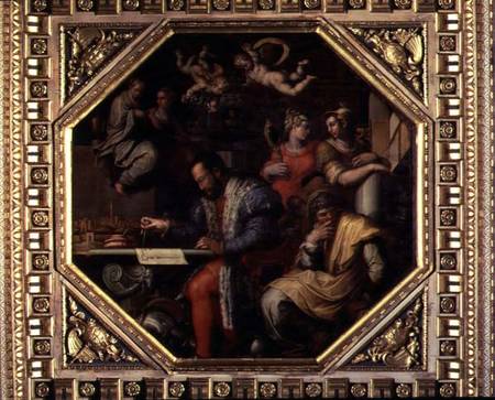 Cosimo I de' Medici (1519-74) planning the conquest of Siena in 1555, from the ceiling of the Salone van Giorgio Vasari