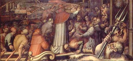 Pope Eugenius IV arriving at Livorno from the ceiling of the Salone dei Cinquecento van Giorgio Vasari