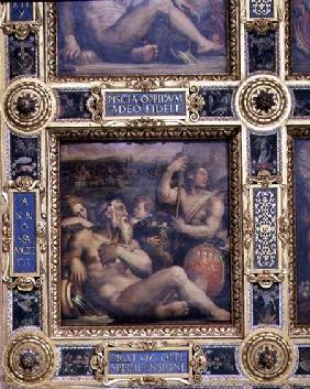 Allegory of the town of Prato from the ceiling of the Salone dei Cinquecento