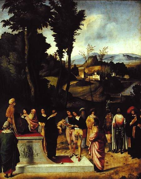 Moses being tested by the Pharaoh van Giorgione (eigentl. Giorgio Barbarelli oder da Castelfranco)
