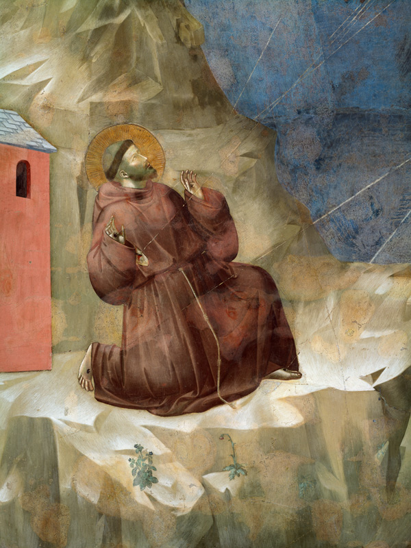 Die Stigmatisation des hl. Franziskus auf dem Berg La Verna van Giotto (di Bondone)
