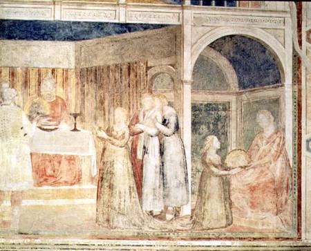 Herod's Banquet, detail of Salome, from the Peruzzi chapel van Giotto (di Bondone)