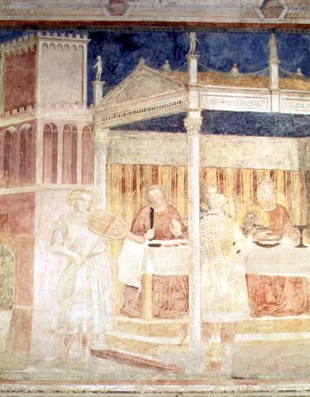Herod's Banquet, detail of the violinist, from the Peruzzi chapel van Giotto (di Bondone)