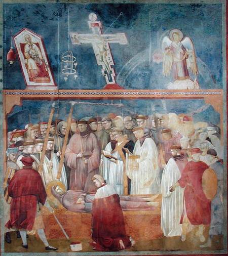 St. Jerome Checking the Stigmata on the Body of St. Francis van Giotto (di Bondone)