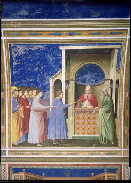 The Virgin's Suitors Presenting their Rods at the Temple van Giotto (di Bondone)