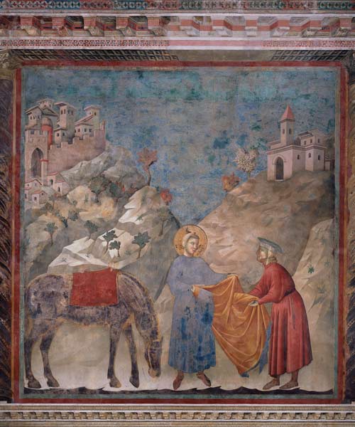 St. Francis Gives his Coat to a Stranger van Giotto (di Bondone)