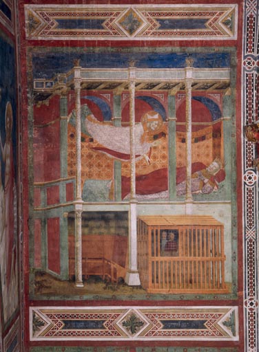 Der hl. Nikolaus erscheint dem Kaiser Konstantin im Traum van Giotto (Schule)