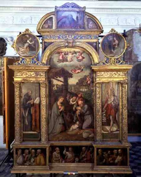 Polyptych showing the Nativity and other religious scenes van Giovan Filippo Crescuolo
