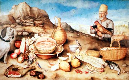 Still Life with Peasant and Hens van Giovanna Garzoni