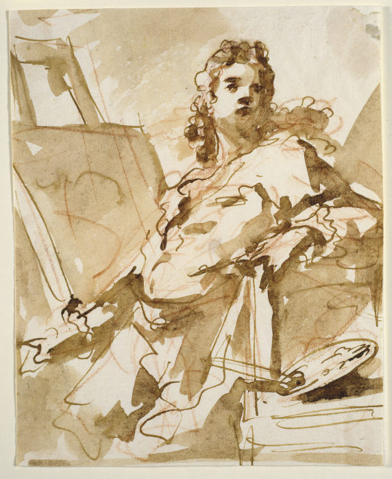 Self-Portrait in Front of the Easel van Giovanni Antonio Pellegrini