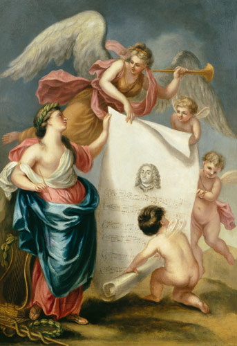 Allegorical study for a memorial print of Handel van Giovanni Battista Cipriani