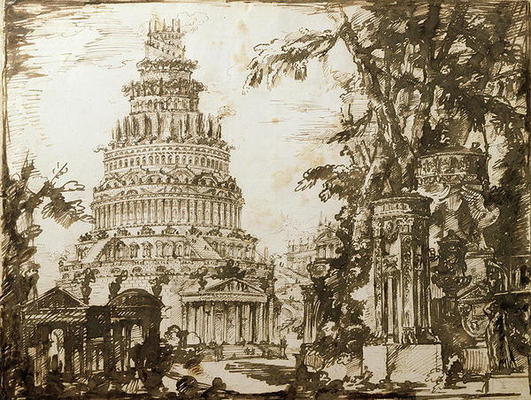 Neo-classical Structures (pen & ink on paper) van Giovanni Battista Piranesi
