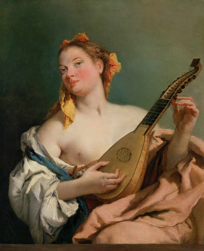 G.B.Tiepolo, Frau mit Mandoline van Giovanni Battista Tiepolo