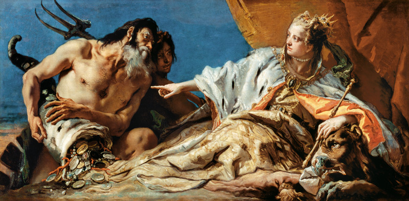 Neptun überreicht Venezia die Gaben des Meeres van Giovanni Battista Tiepolo