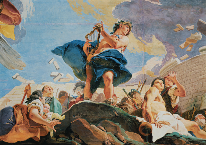 The Force of Eloquence, Amphion raising the walls of Thebes with his lyre van Giovanni Battista Tiepolo