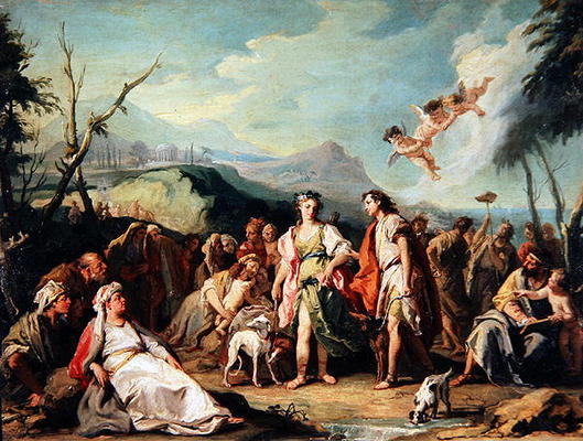 Anzia and Abrocome Meet at the Feast of Diana (oil on canvas) van Giovanni Battista Tiepolo