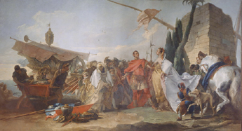Die Begegnung von Caesar und Cleopatra van Giovanni Battista Tiepolo