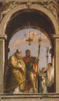 Bildnis zweier Heiliger in einem Torbogen van Giovanni Battista Tiepolo