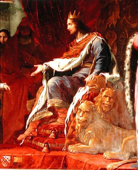 The Queen of Sheba Before King Solomon, detail of Solomon on his Throne van Giovanni Battista Tiepolo