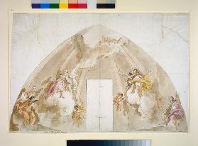 Singing and Music-Making Angels: Preparatory drawing for the ceiling of Udine Cathedral