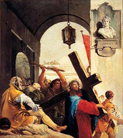 Die Kreuztragung: Christus schultert das Kreuz van Giovanni Battista Tiepolo