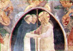 Christ welcoming two Dominican friars, lunette