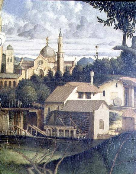 The Crucifixion, detail of architecture in the background van Giovanni Bellini
