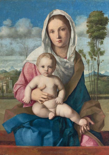 Madonna mit Kind in einer Landschaft. van Giovanni Bellini