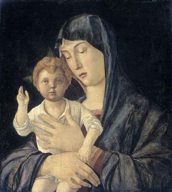 Virgin with Standing Blessing Child van Giovanni Bellini