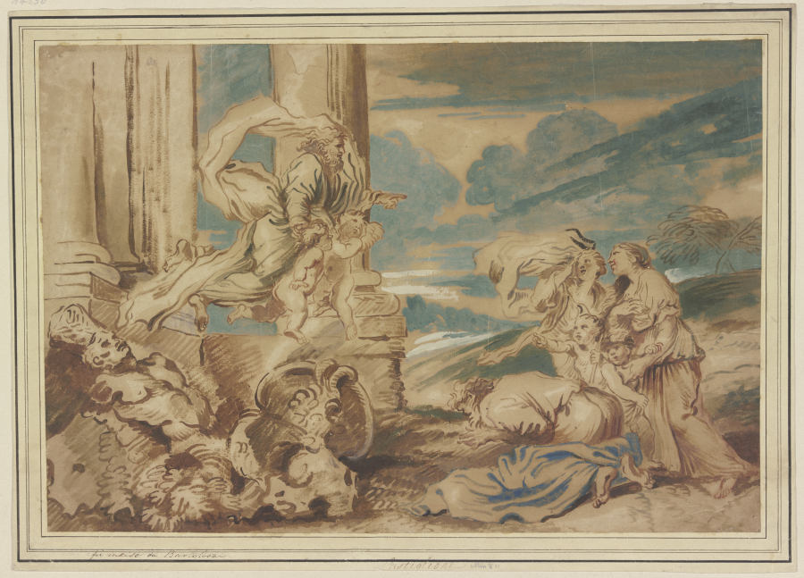Gott erscheint vor Abraham (oder Jakob?) und seiner Familie van Giovanni Benedetto Castiglione
