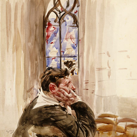 Portrait Of A Man In Church van Giovanni Boldini