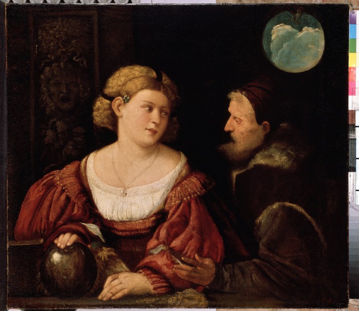 Seduction (Old Man and a Young Woman) van Giovanni Cariani