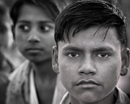 Boys in a village near New Delhi