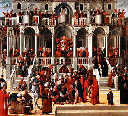 Saint Mark Heals Aniano (oil on canvas) van Giovanni di Niccolo Mansueti