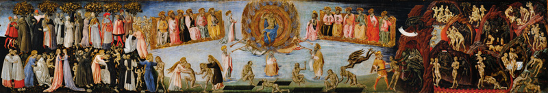 The Last Judgement, predella panel depicting Heaven and Hell van Giovanni  di Paolo di Grazia
