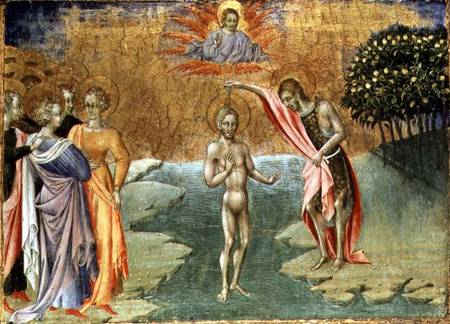 The Baptism of Christ van Giovanni  di Paolo di Grazia