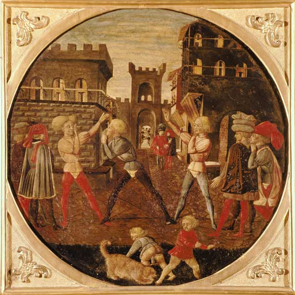 The Game of Civettino (tempera on panel) van Giovanni  di Ser