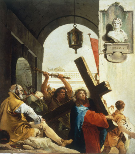 Die Kreuztragung: Christus schultert das Kreuz van Giovanni Domenico Tiepolo