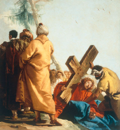 Christus stürzt unter Kreuz van Giovanni Domenico Tiepolo