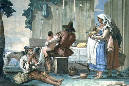 Peasants Eating out of Doors from the 'Foresteria' ( 1757 van Giovanni Domenico Tiepolo