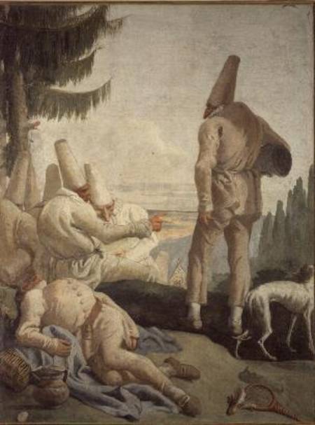 Pulcinella on Holiday van Giovanni Domenico Tiepolo